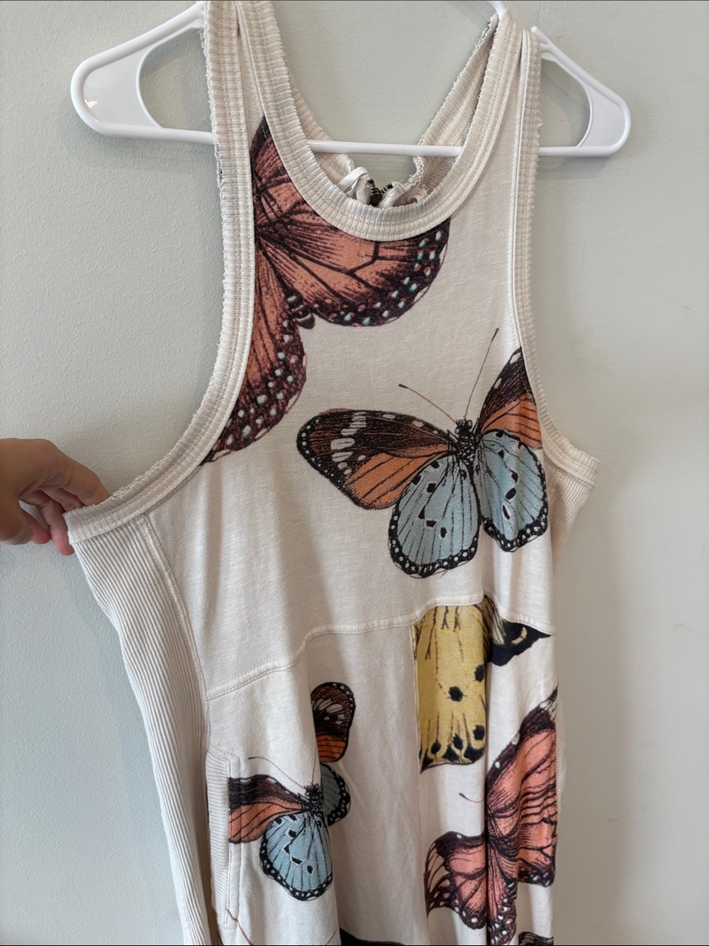 Anthropologie butterfly print Sleeveless Cream slouchy Jumpsuit large - Picture 4 of 8